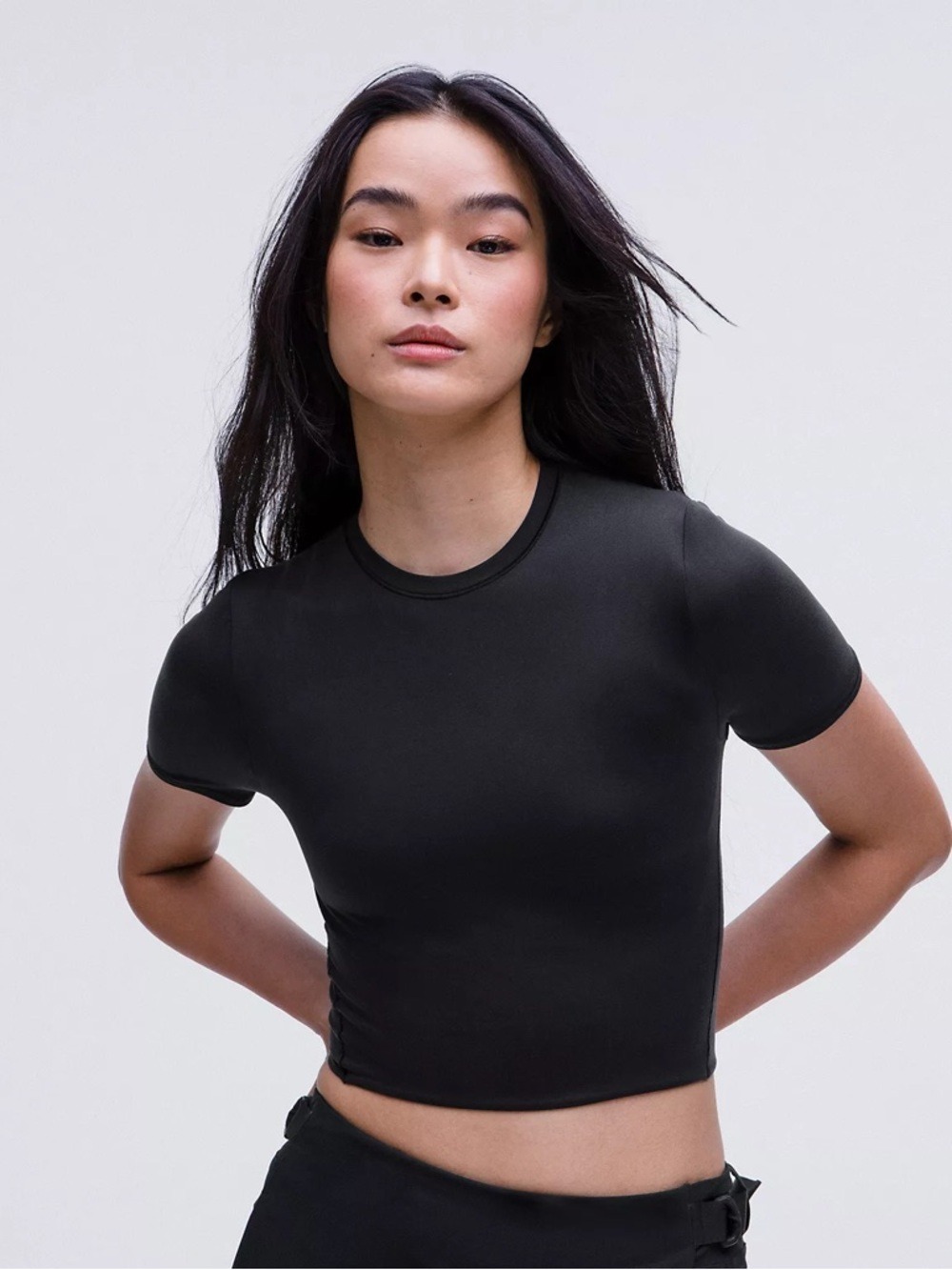 Lululemon Wundermost Ultra-Soft Nulu Crewneck Cropped T-Shirt XL Black